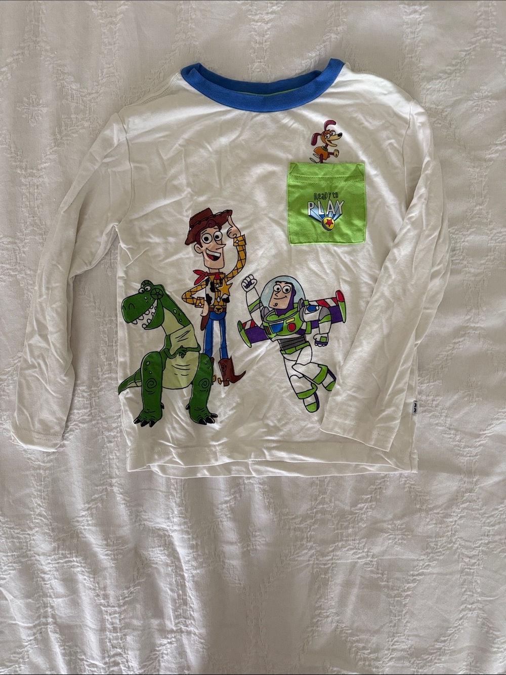 Disney Pixar Toy Story White Long-Sleeve Kids Top with Blue Trim